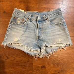 Levi's Light Blue Distressed Jean Shorts